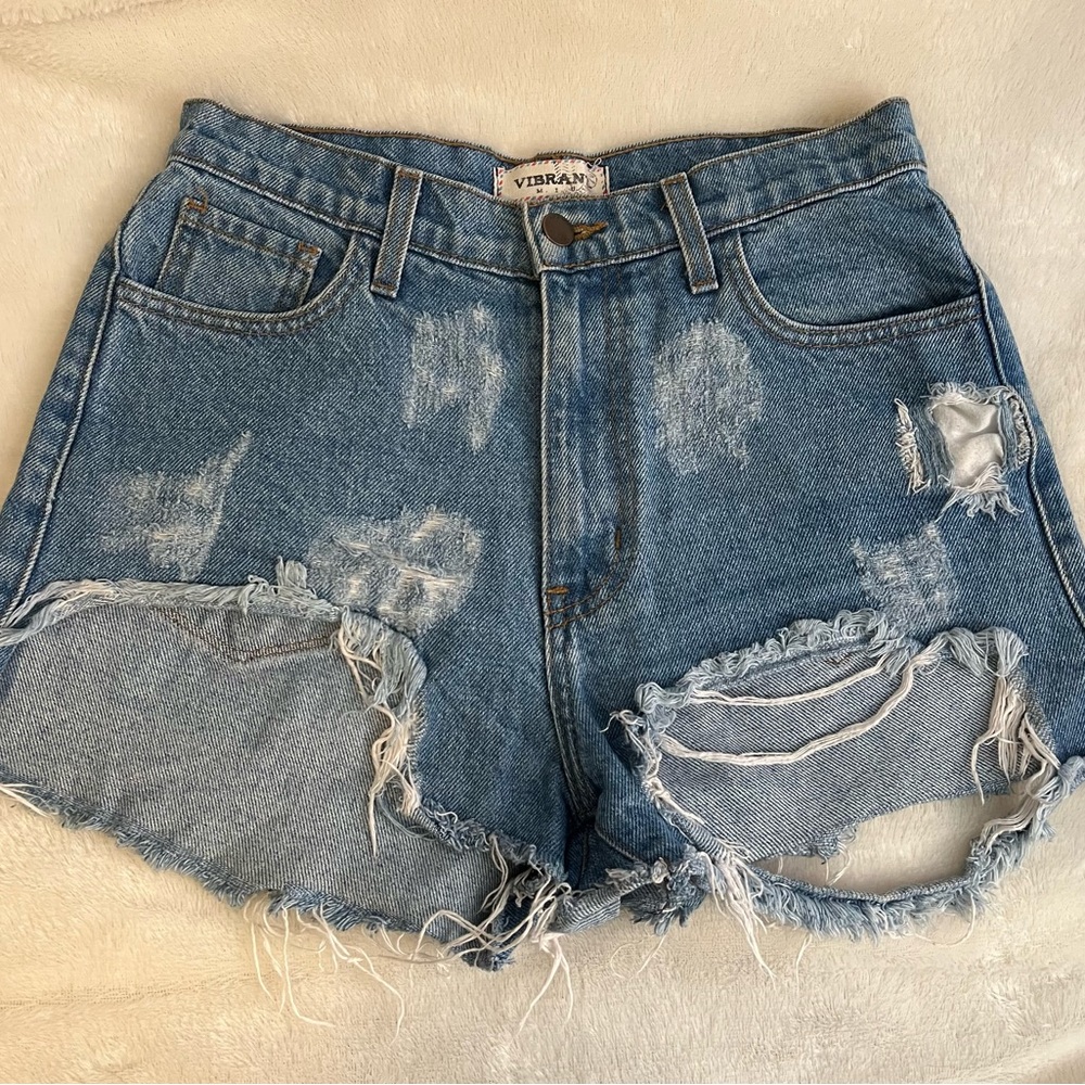 vibrant jean shorts